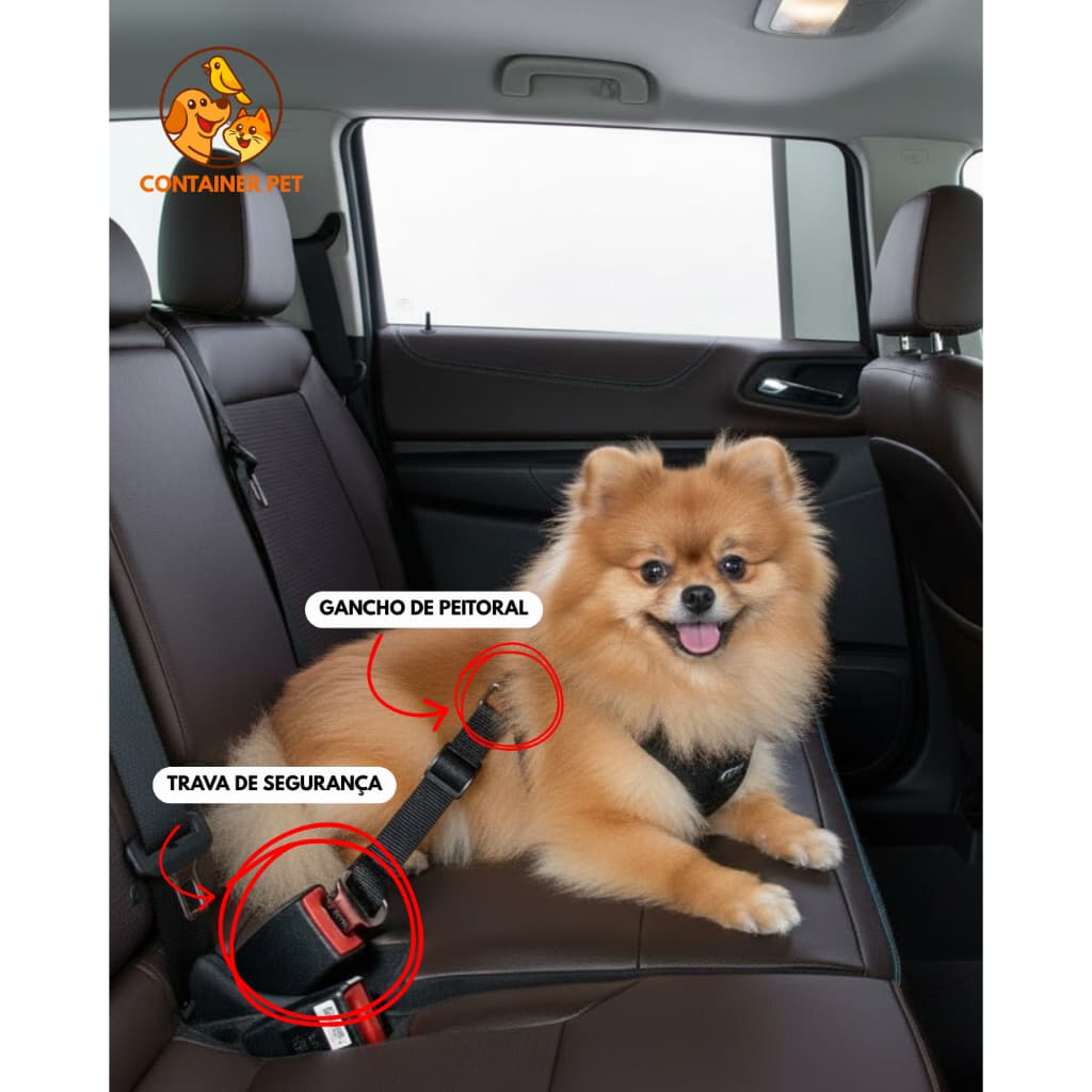 Cinto de Segurança Pet para Carro Ajustável | Cães e Gatos | Engate Universal