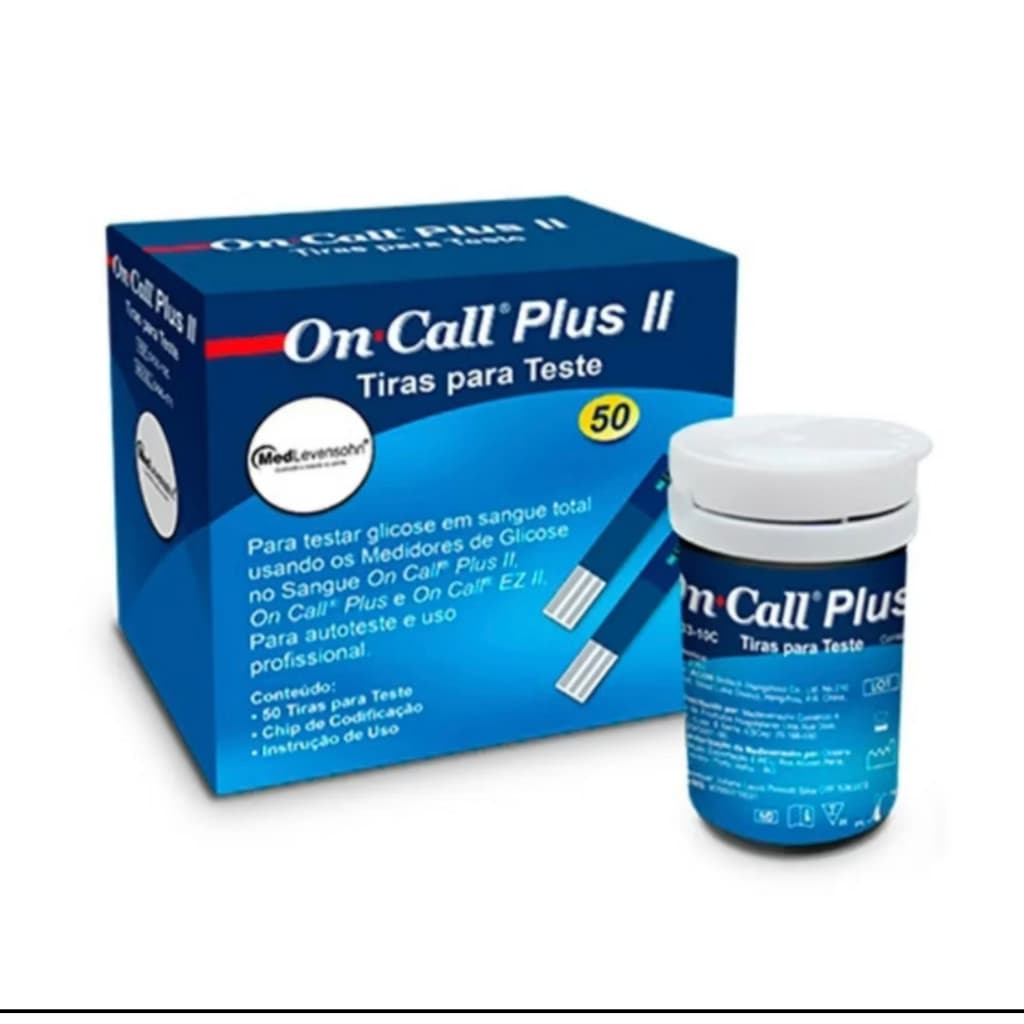 tiras de glicemia para diabetes on call plus II com 50 tiras/100 tiras/150 tiras/200