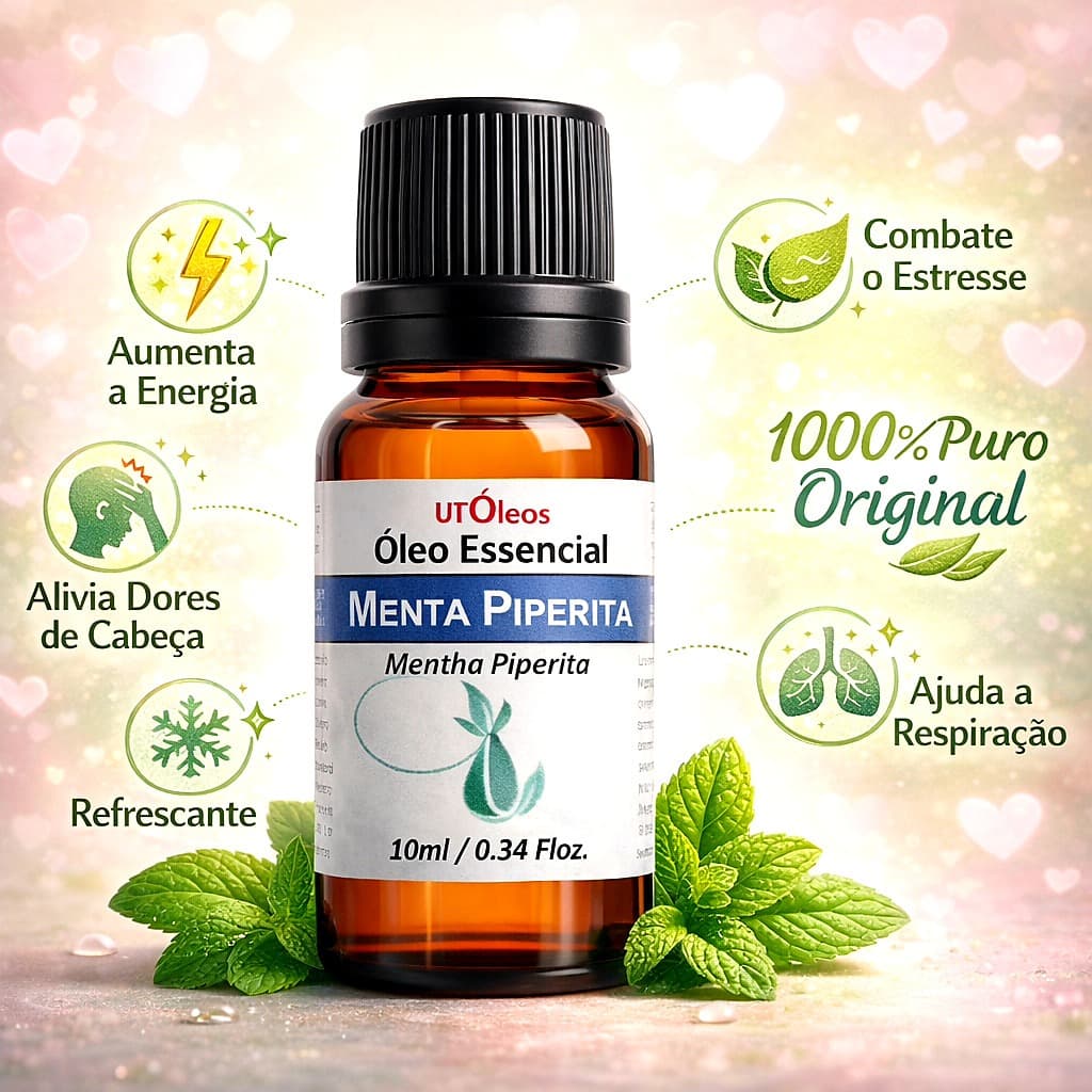 Óleo Essencial de Menta Piperita 10ml Puro Energia