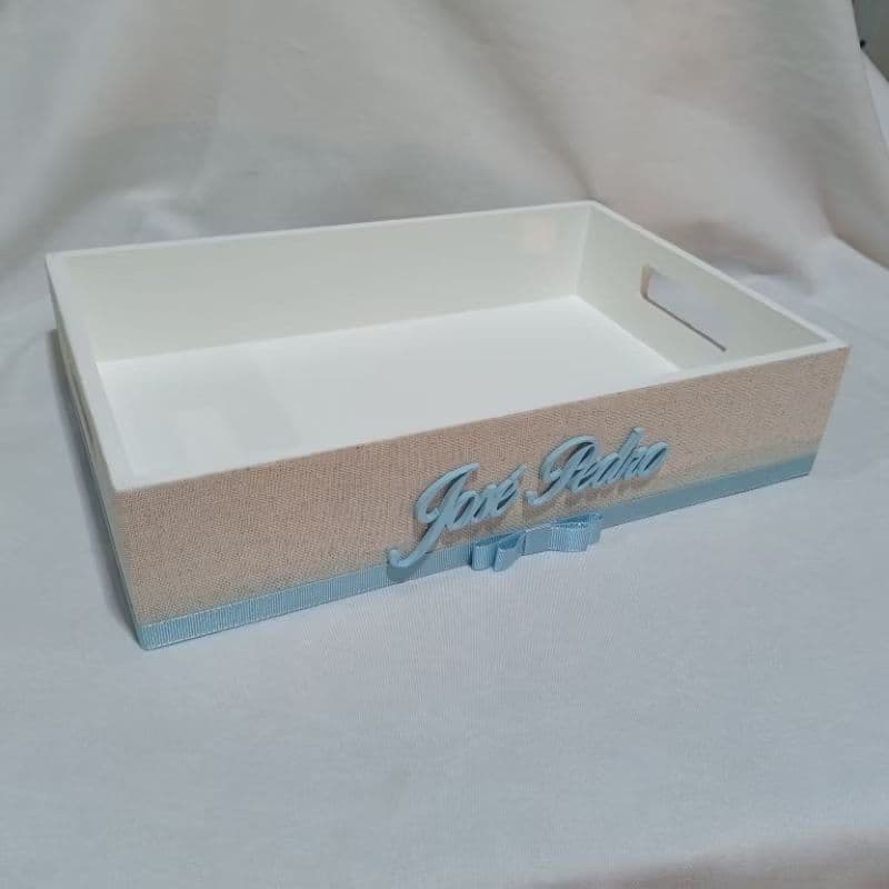 Bandeja personalizada MDF com linho