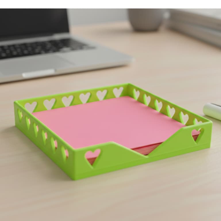 Porta Post-it Organizador de Mesa Coração - Suporte para Bloco de Notas