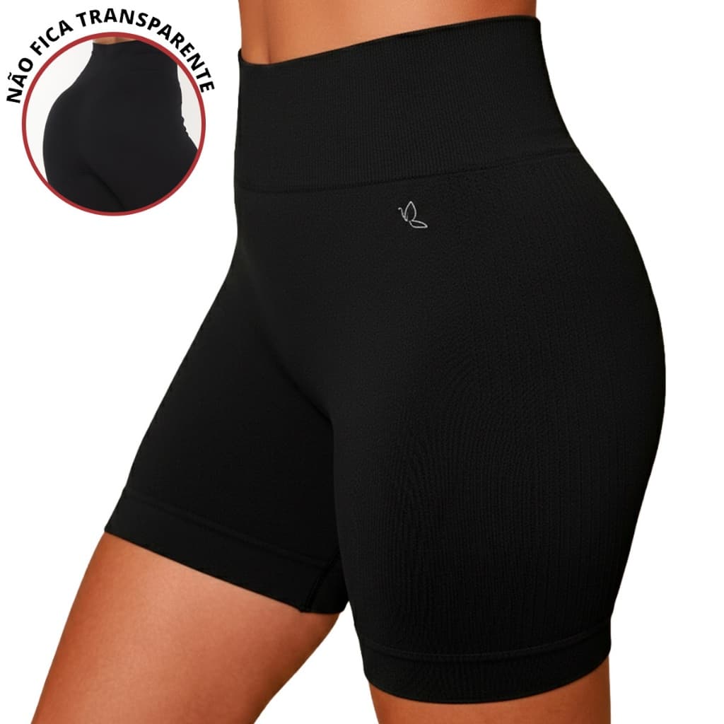 Short Benévola Poliamida Sem Costura Feminino Fitness Bermuda Academia Sem Transparencia Cintura Média Selene