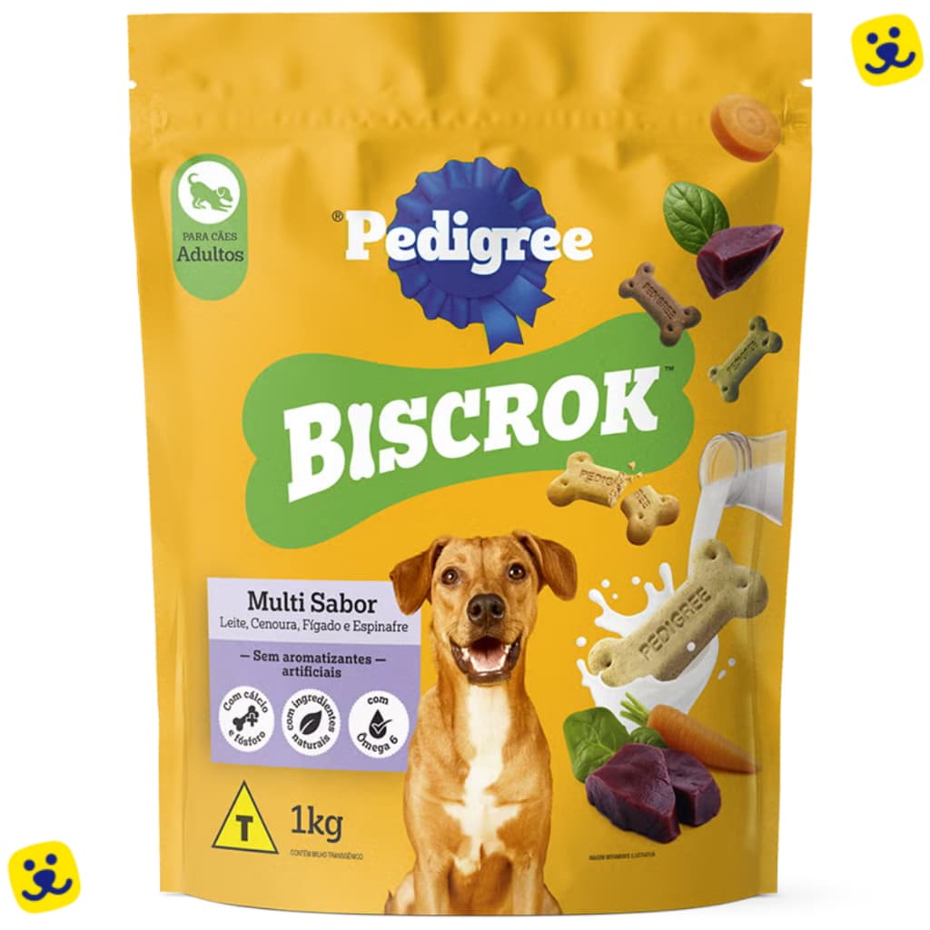Pedigree Biscrok Multi Sabor 1Kg Biscoito para Cachorro Adulto Petisco para Cachorro Snack