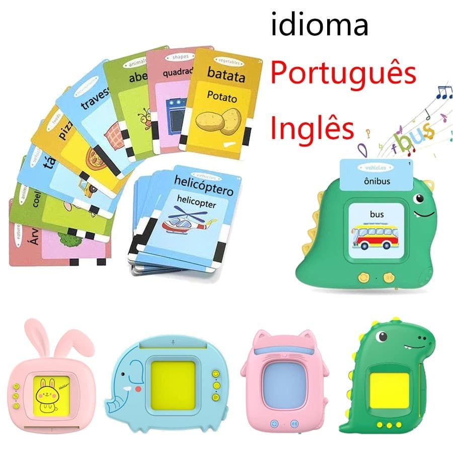 Pronúncia Portátil Máquina De Cartões De Aprendizagem Oral Kids Educational Toys（Português e Inglês）