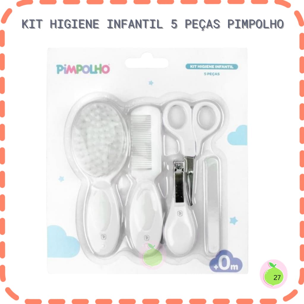 Kit de Higiene Bebê Branco 5 Peças Pimpolho Maternidade Cuidados Corpo do Bebê Completo