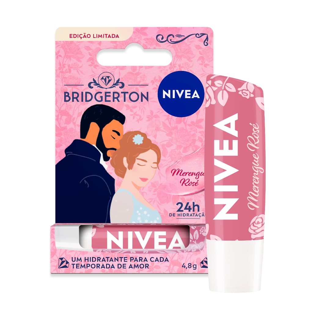 NIVEA Hidratante Labial Merengue Rosé Edição Limitada Bridgerton 4,8g BBB 26