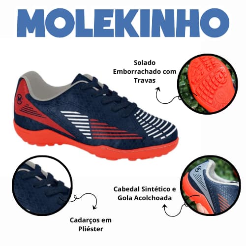 Chuteira Marinho com Laranja Molekinho Original 2819.107 Promoção