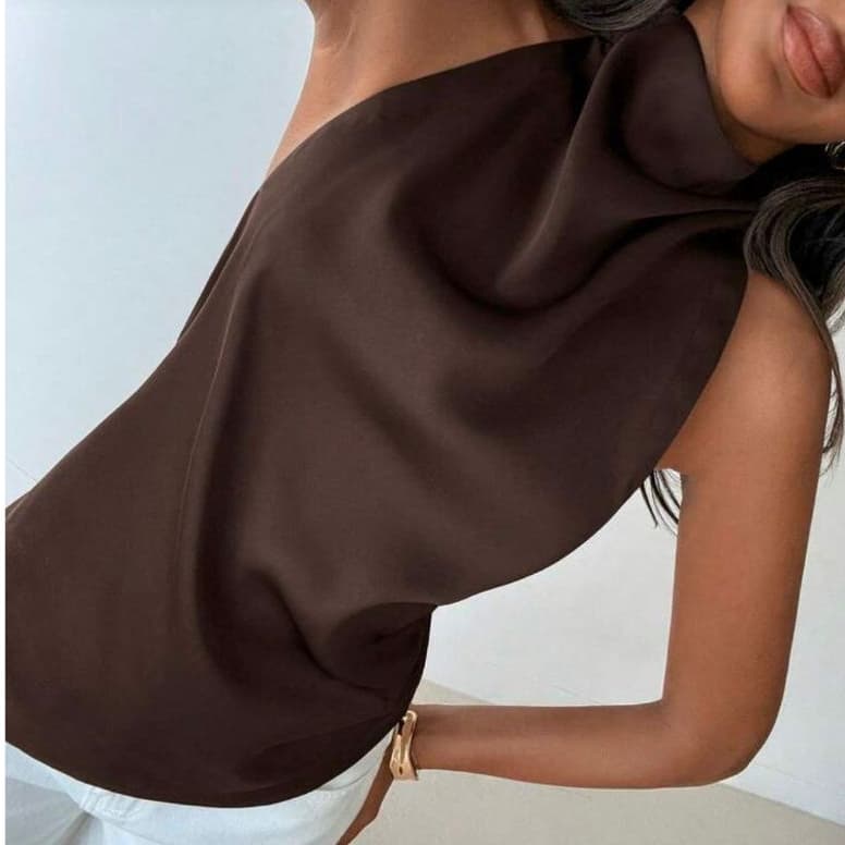 Blusa Feminina Elegante Frente única Gola Alta Boba Moda