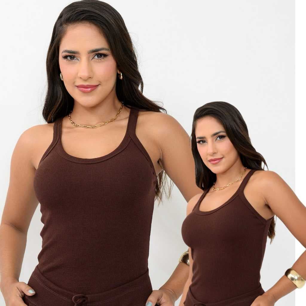 Regata Feminina Alcinha Canelado Algodão Blusa Confortável Dia Dia