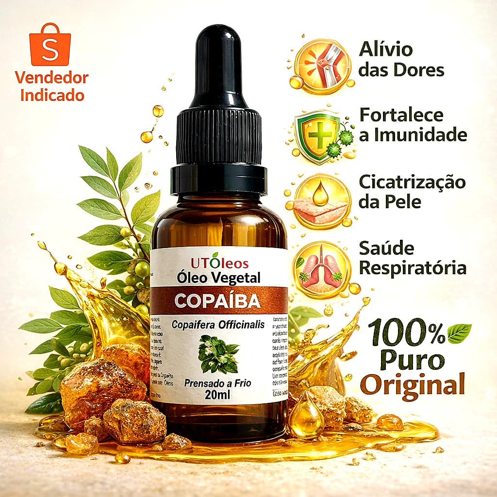 Óleo Vegetal De Copaíba 100% Puro Conta Gotas 20ml Caspa