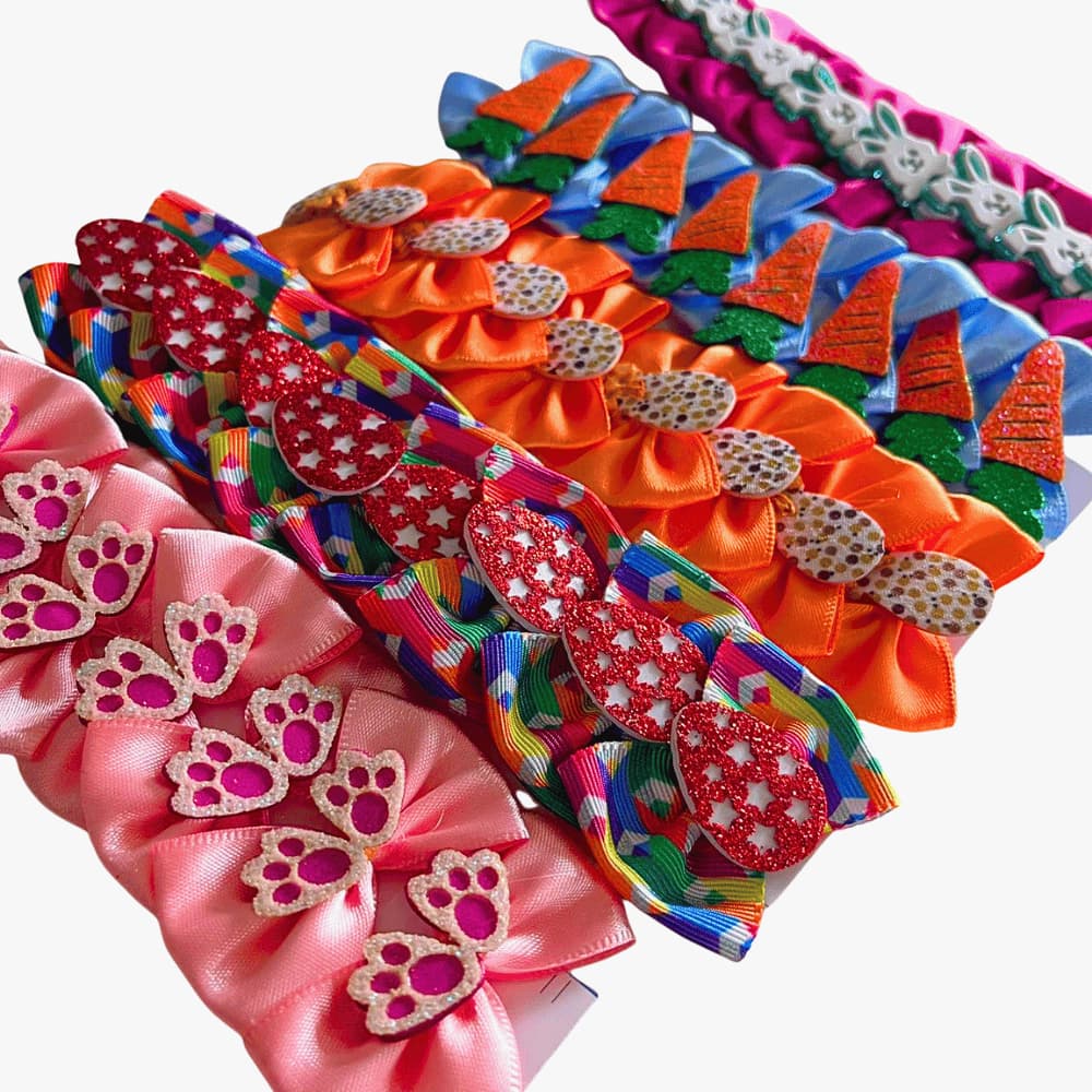 Laços Pet 100/50 unidades Festa Páscoa Premium Glitter Lacinhos para Pet Grande Premium