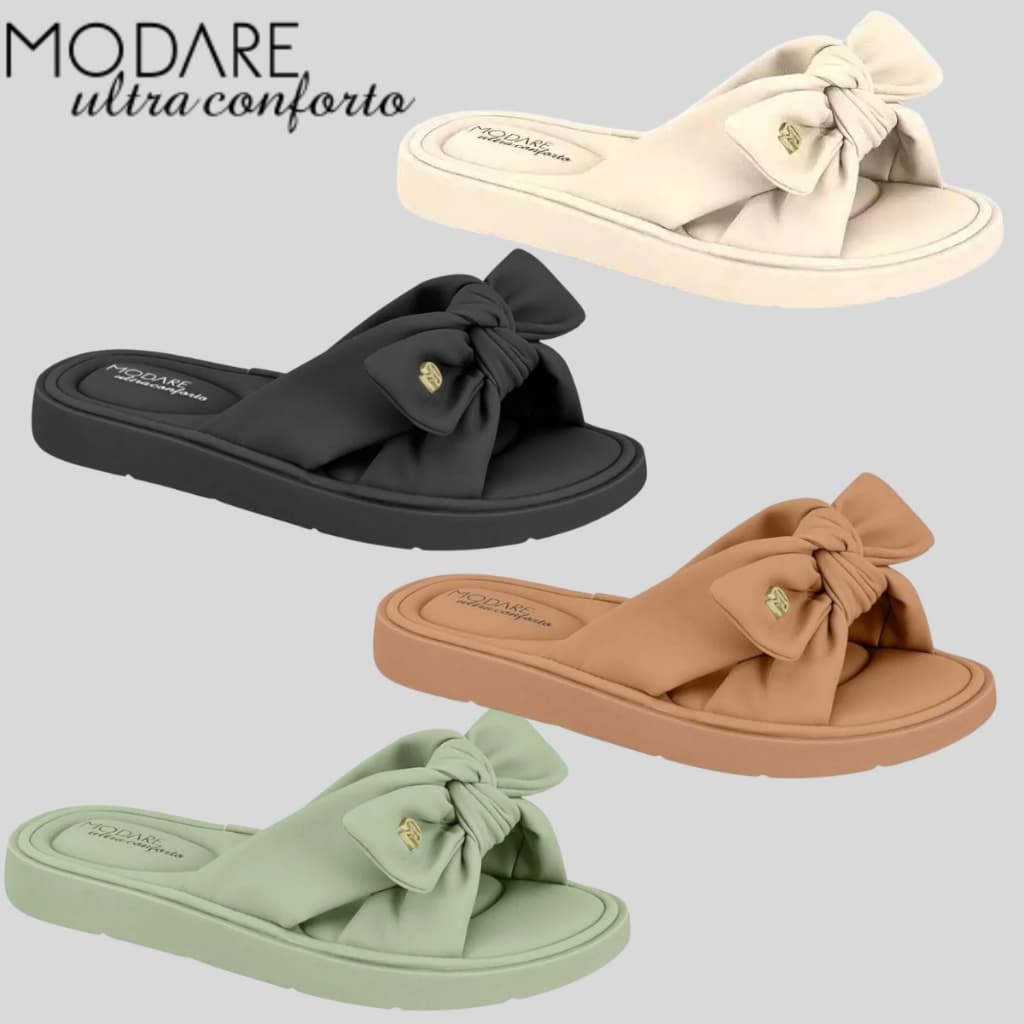 Tamanco Laço Ultraconforto Esporão Leve Macio Elegante Anatomico Casual Dia a Dia Original Modare 7208.101