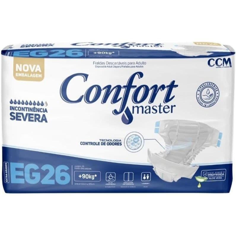 1 Pacote de Fralda Geriátrica Confort Master Econômica EG com 26 unidades