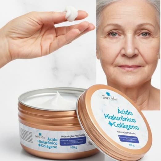 Creme de acido hialuronico com Colageno Para Rugas e Linhas de Expressão Suaviza e Deixa a pele mais Jovem