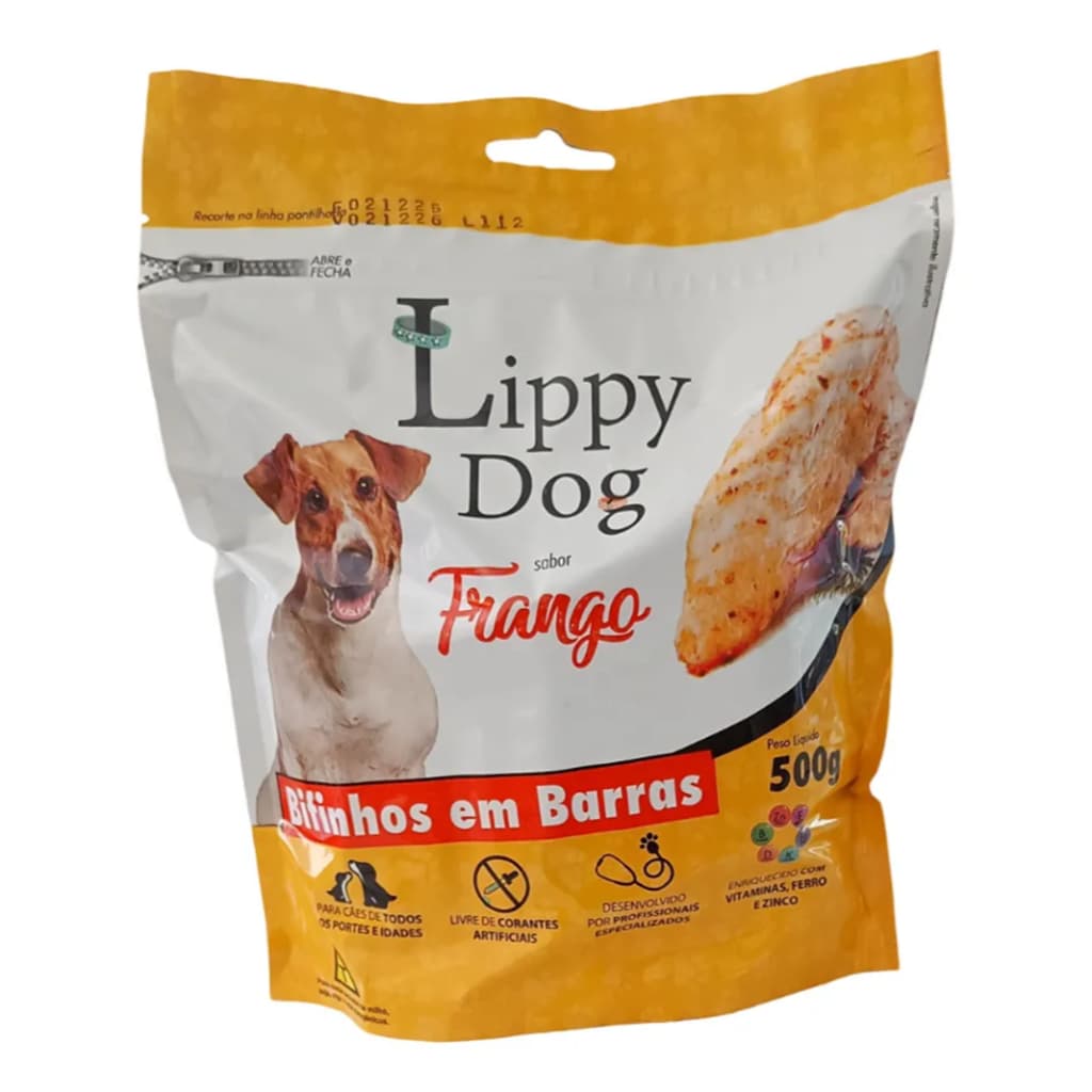 Petisco Bifinho Em Barras Premium Lippy Dog Sabor Frango Emb. 500 Gr