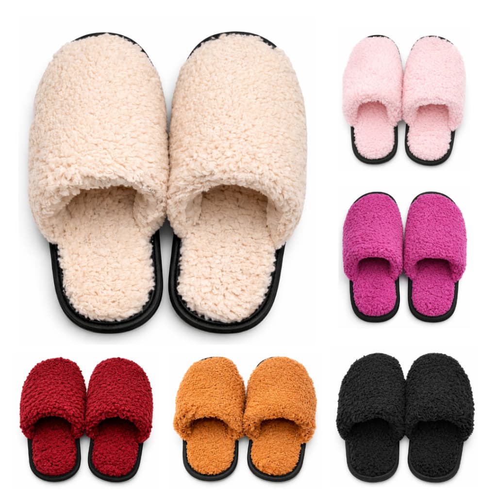 Pantufa de lã peluciada confort - Chinelo de inverno aveludada antiderrapante