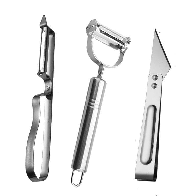 Kit 3 Descascadores Inox Legumes Frutas Escama Peixe Queijo