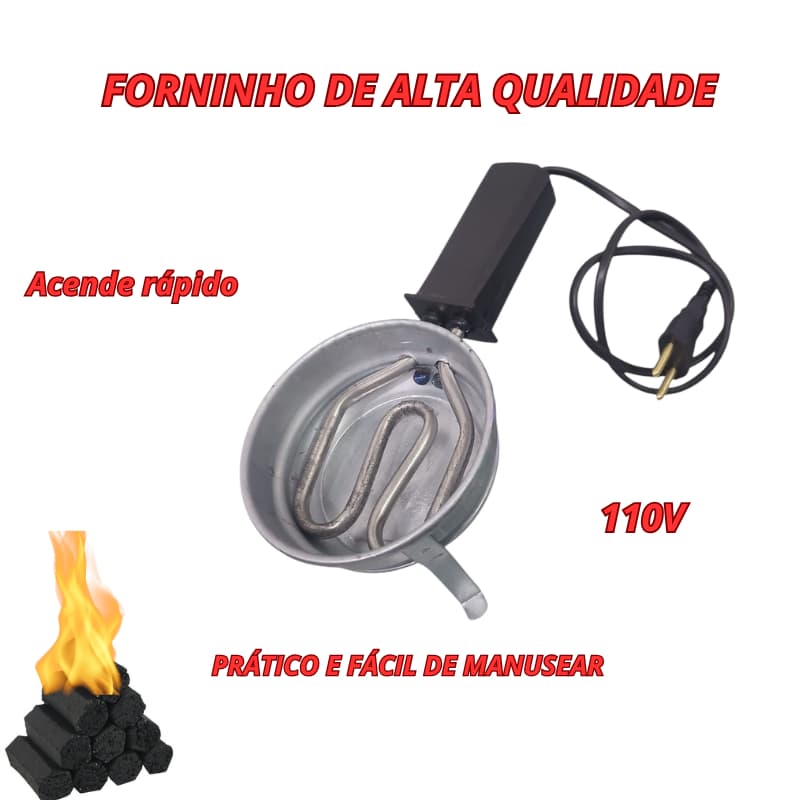 Fogareiro,forninho, camping, tipo panelinha blindado acendedor de Carvão, PEQUENO barato 110v