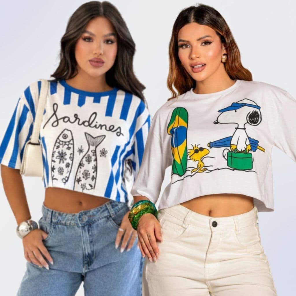 Cropped Oversized Feminino Diversos Modelos Tecido - Corte a Laser 100% Algodão