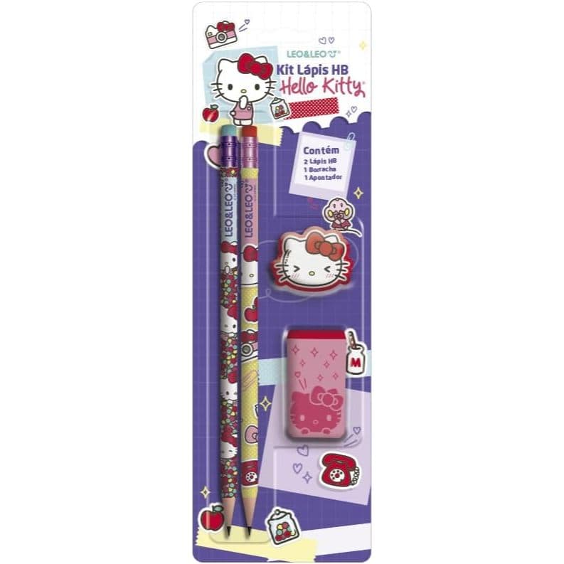 Kit Lápis Apontador e Borracha Hello Kitty