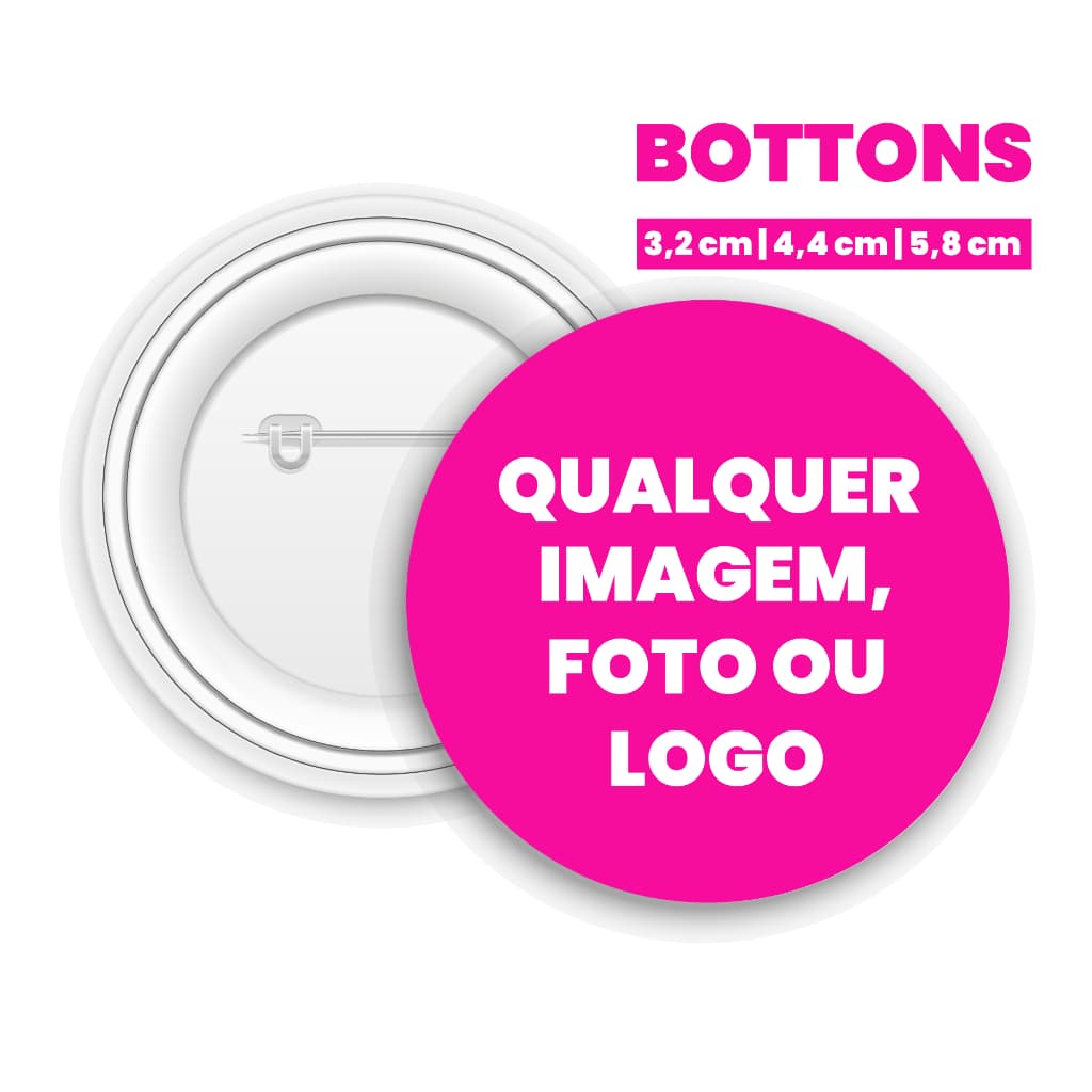 Kit Bottons Personalizados 12/24/50 unidades Broches Bottons Personalizados 3,2 cm /4,4cm / 5,8 cm