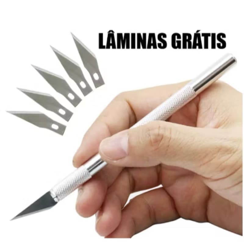 Estilete De Precisão Bisturi Profissional Alumínio 5 Laminas Varias Cores