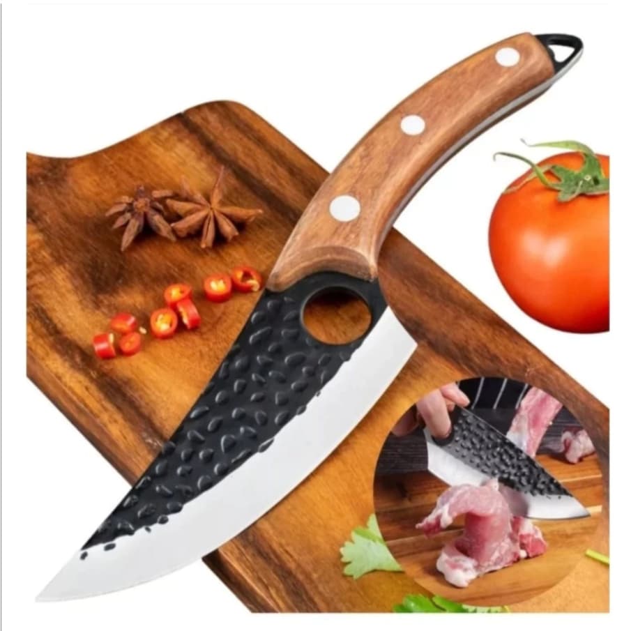 Faca Artesanal Inox com Bainhem couro legítimoa para Churrasco Cozinha