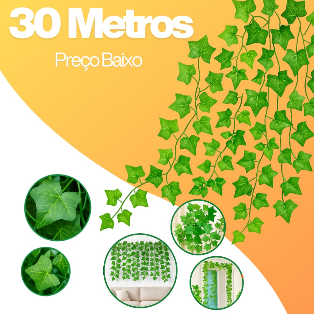 30 Metros Heras Trepadeira Artificial Verde Realista Pacote