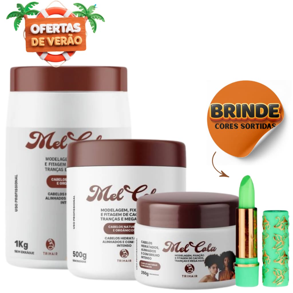 Mel Cola Cachos Naturais e Orgânicos Modelador Fitagem 250g 500g 1kg Trihair