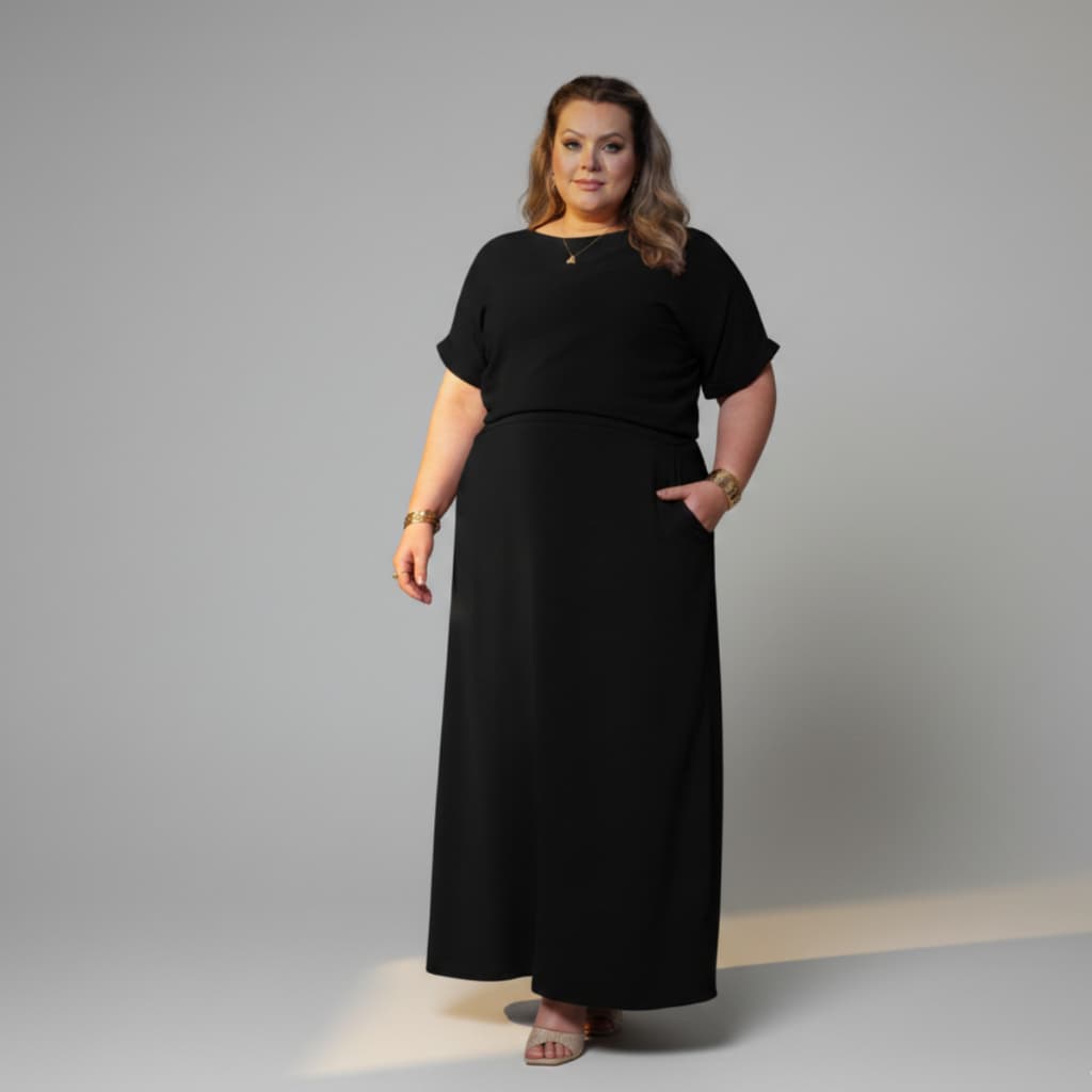 Conjunto Social Plus Saia Longa Blusa Elegante Evangélica