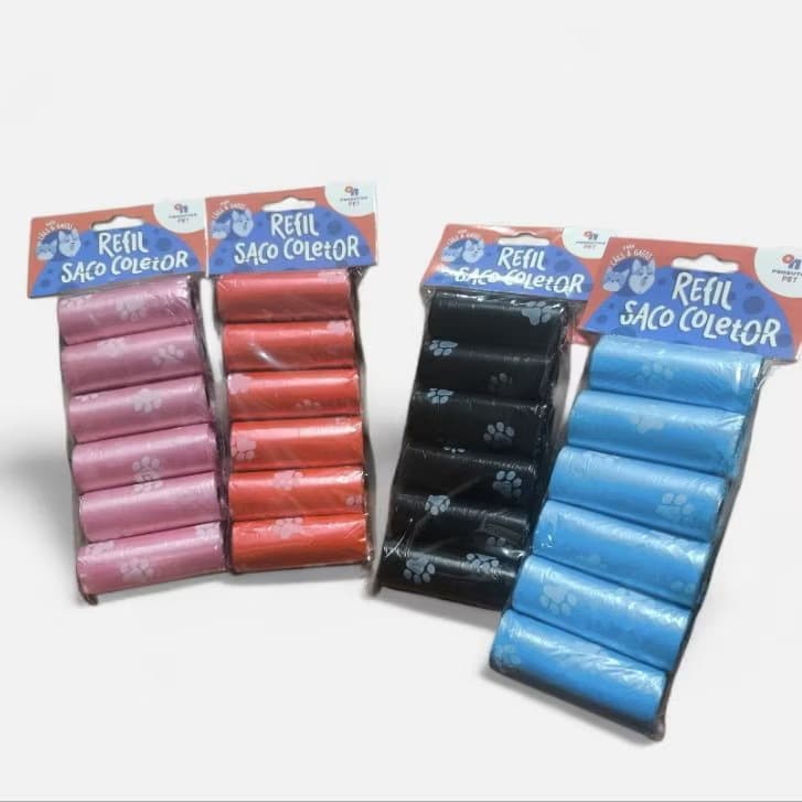 Refil de 6 Saquinhos Cata Caca para cachorro gato pets, Praticidade e Higiene