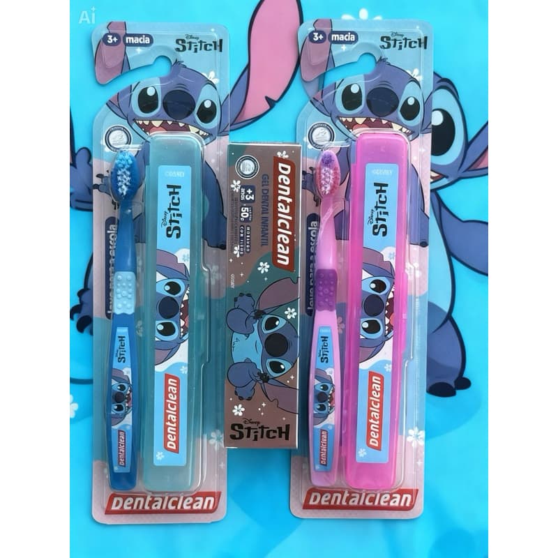 Kit Infantil STITCH - Escova de dente Infantil + Gel Dental 50g Dentalclean