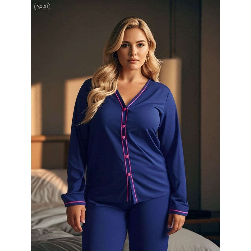 Pijama Plus Size Americano Amamentação com Botões Pós Parto em malha
