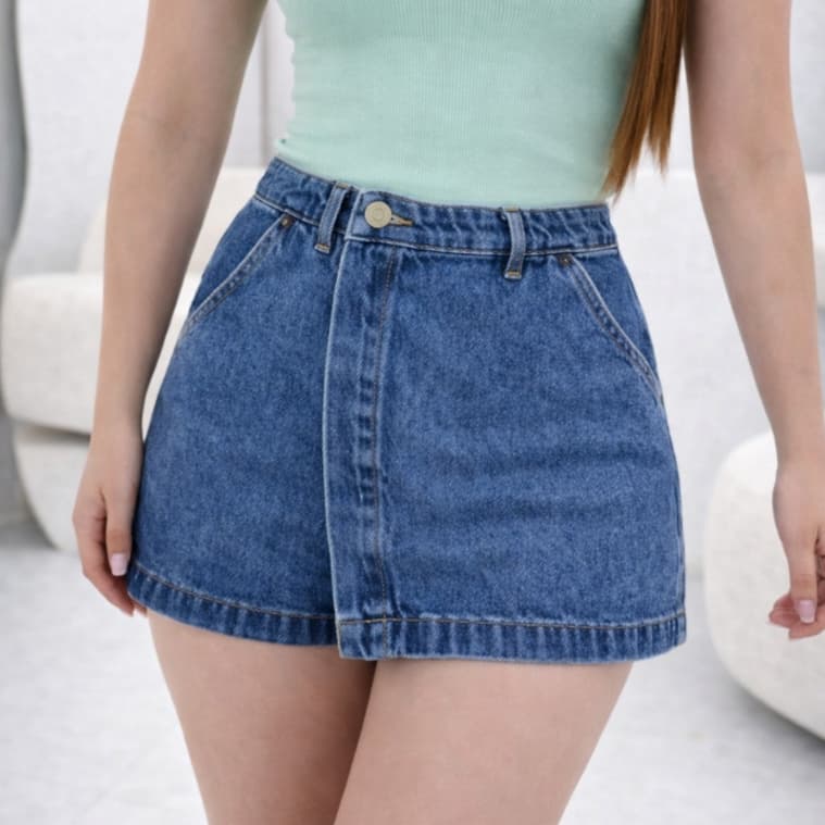 Short Saia Jeans Premium CINTURA ALTA Otima Modelagem Feminino