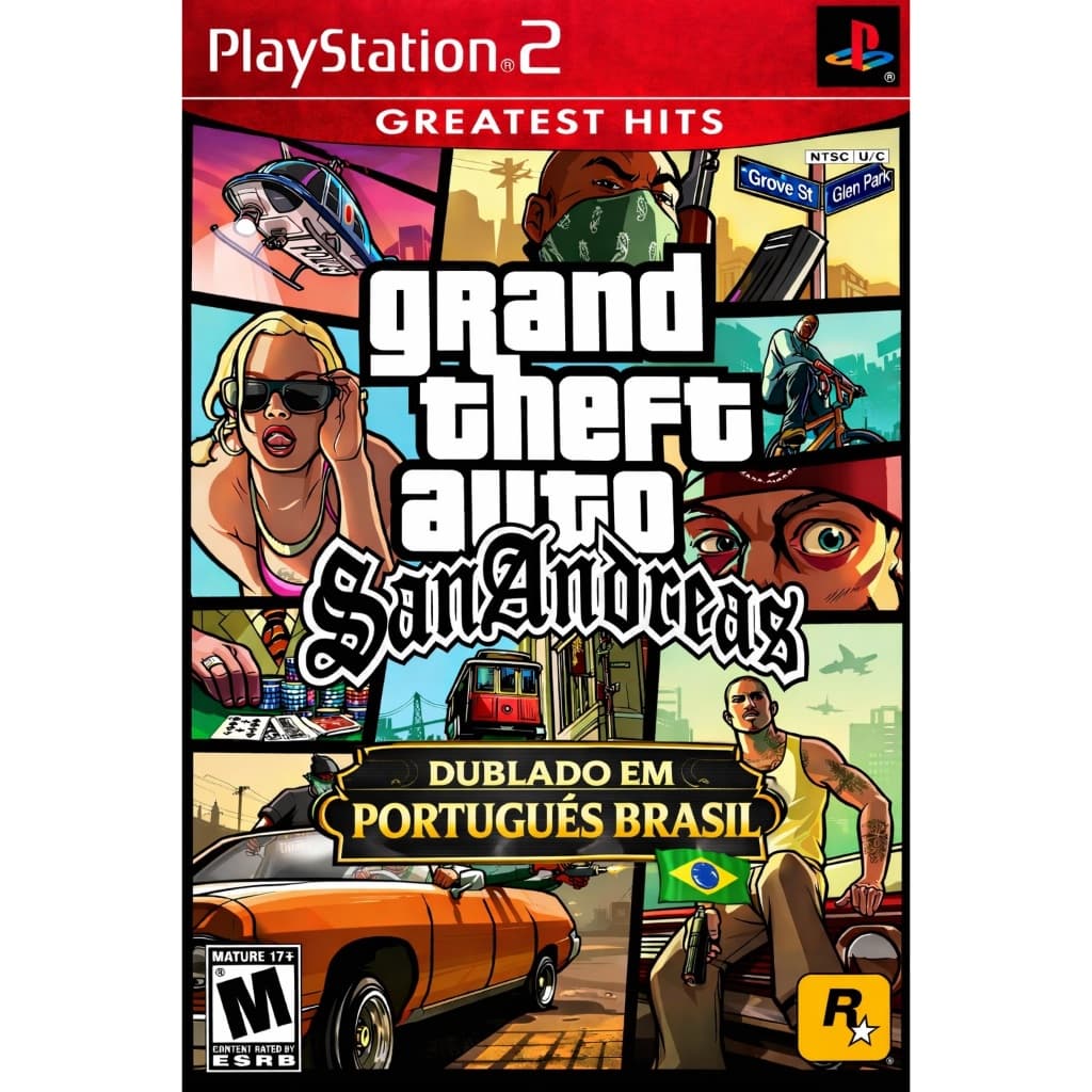 GTA San Andreas Dublado em Português BR PS2 DVD – 100% Português PT BR – PlayStation 2 Desbloqueado