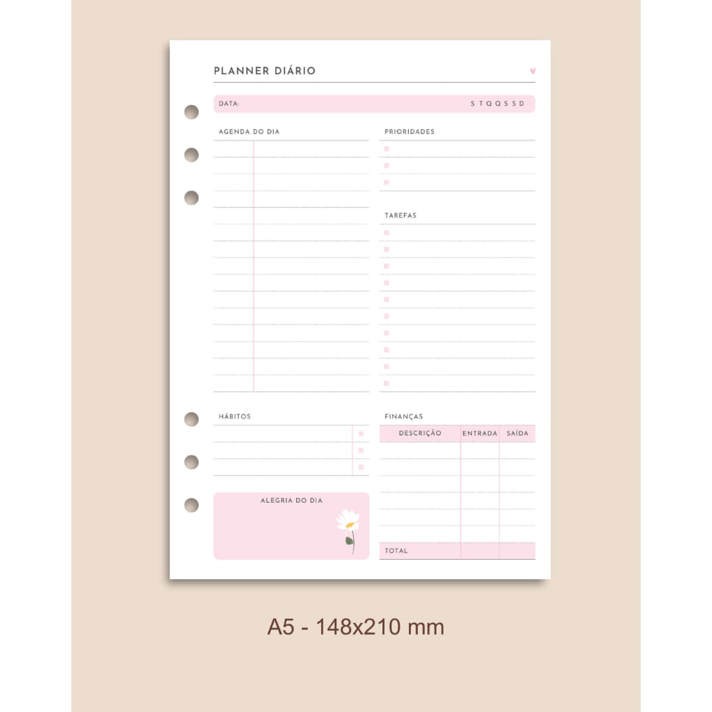 Refil Organizador Diário