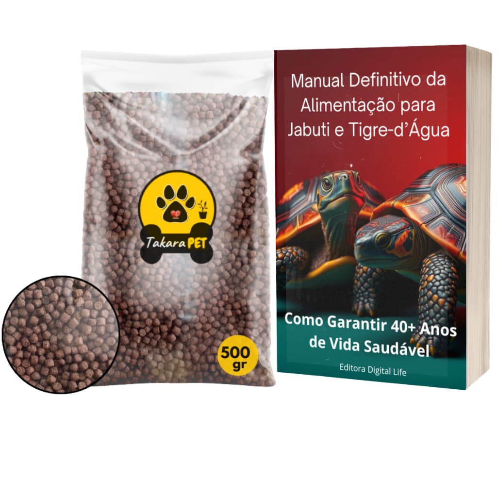 Ração de Tartaruga Ração Para Tartaruga Jabuti e Tigre Dágua 500gr + Kit Ebook Manual Definitivo da alimentação