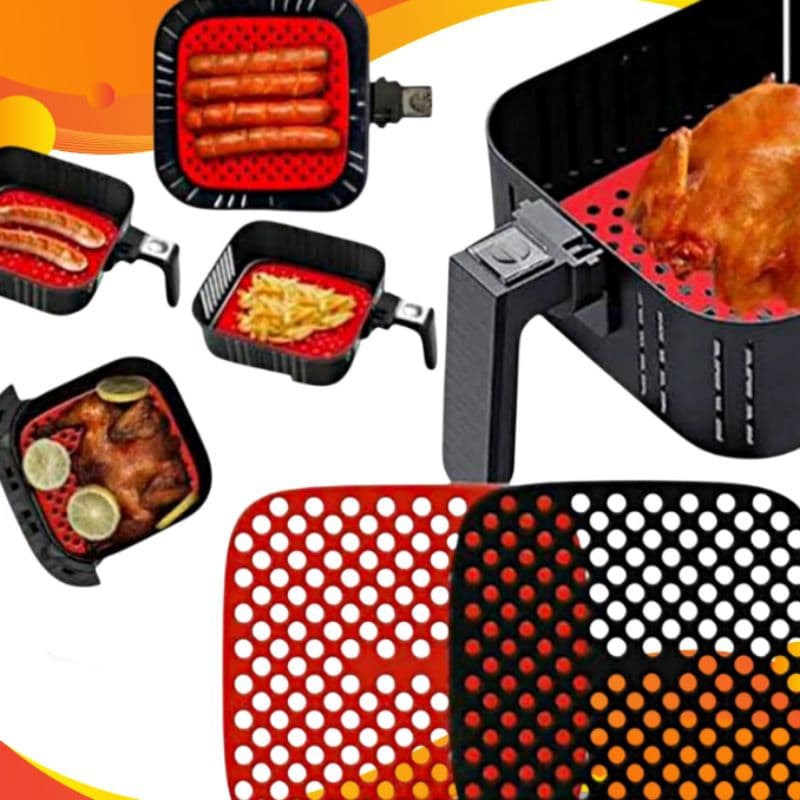 Tapete Forro silicone Para Airfryer Fritadeira 21cm Antiaderente Quadrado
