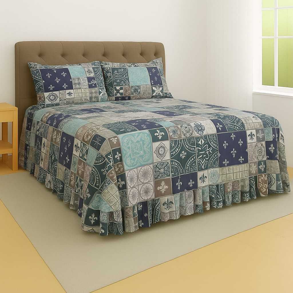 Colcha Cobre Leito Helena Queen Casal Solteiro com Porta Travesseiro 400 fios Luxo e Conforto