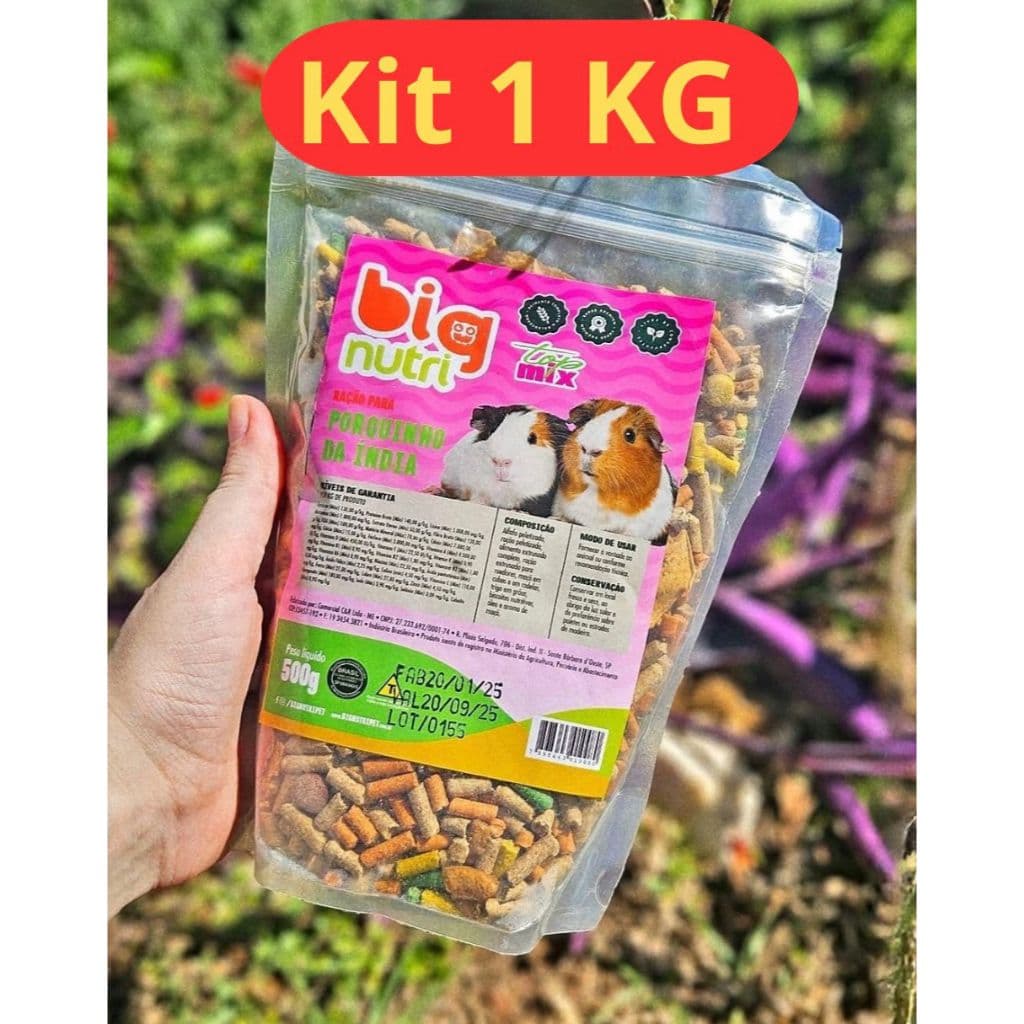 Ração Premium Porquinho da India com Maçã - 500G ou 1KG (2x500G) Rico em fibras