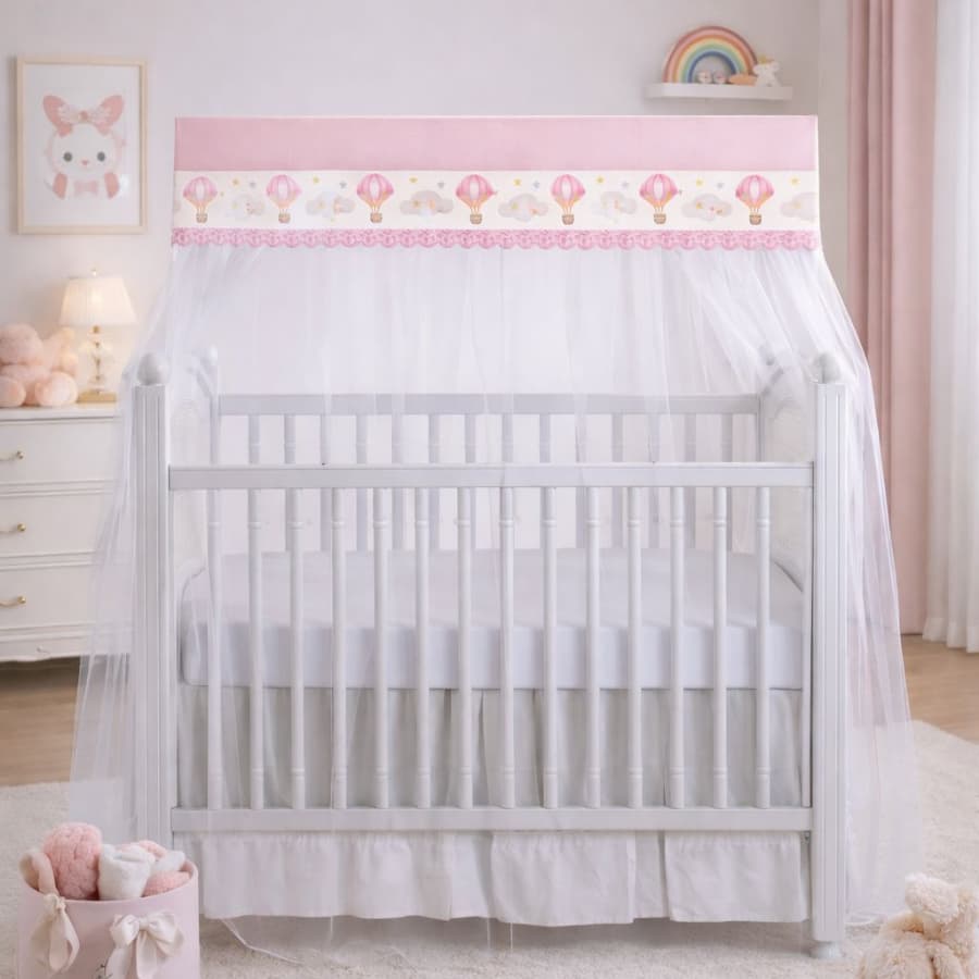 Mosquiteiro para varal Mini Berço Pequeno e Moisés Barrado decorado Percal 400 Fios Super Macio