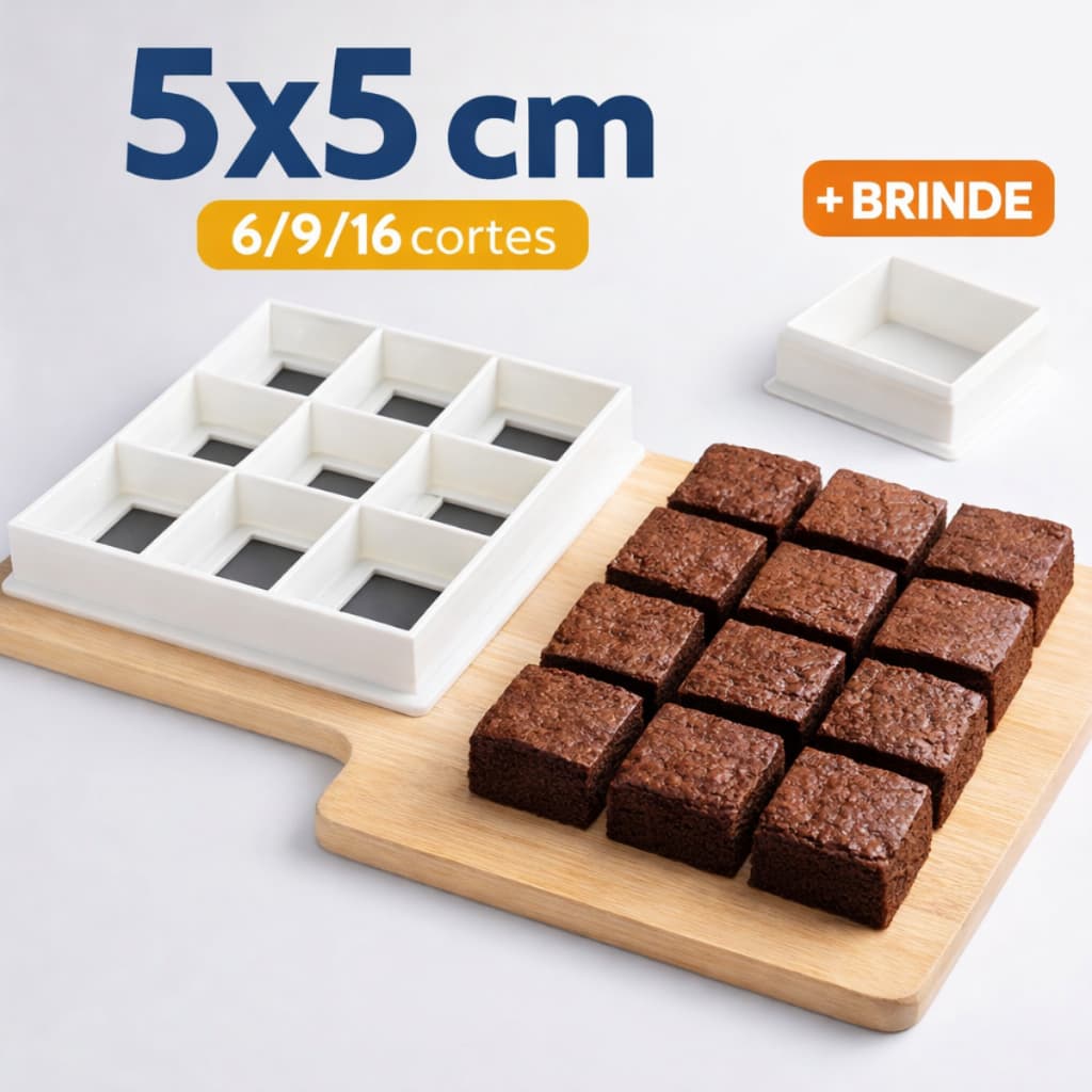 Cortador Brownie 5 cm - 16, 9, 6 e 2 cortes + BRINDE 1 corte