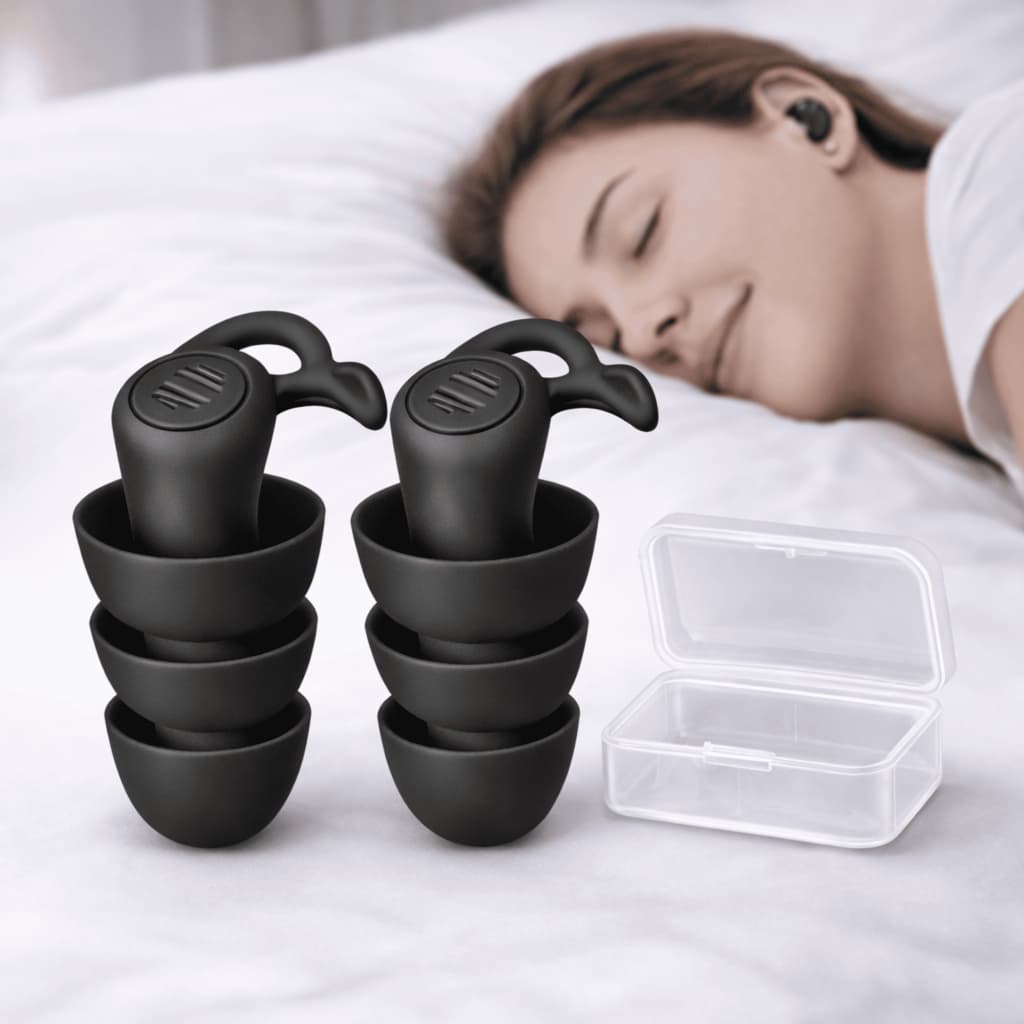 Tampão de Ouvido Protetor Auricular Antirruído em Silicone Preto – Ideal para Dormir e Natação