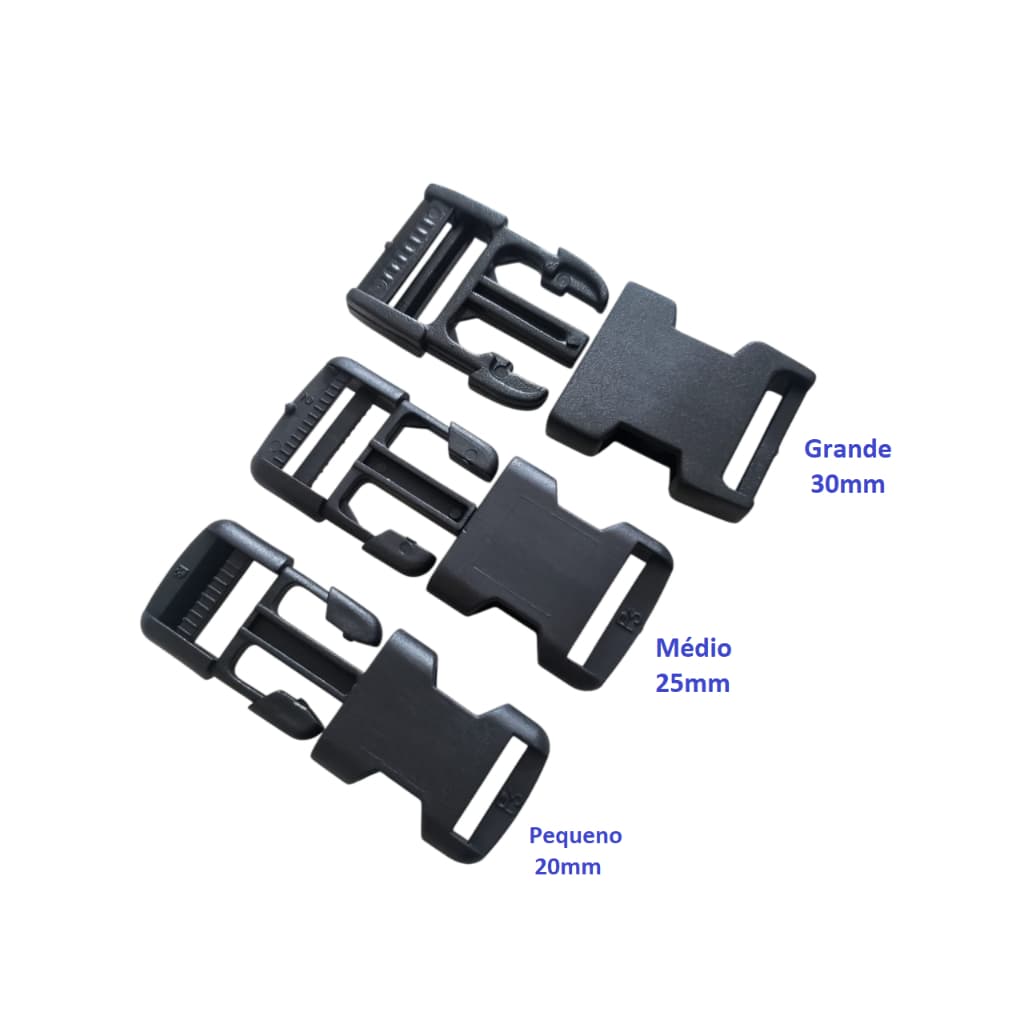 Kit 10 Fecho Engate Rápido Plástico Para Mochilas Bolsas Coleiras – 20mm 25mm 30mm