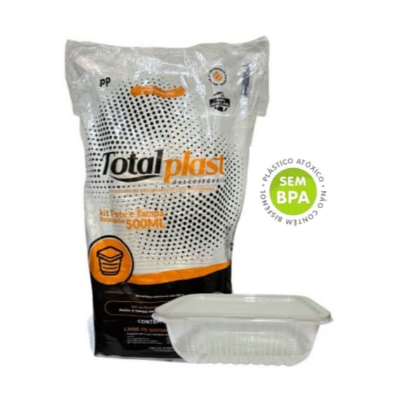 KIT 24 MARMITAS RETANGULAR REUTILIZAVEL 500ML C/TAMPA PP MICROONDAS FREEZER FITNESS COMIDA CONGELADA