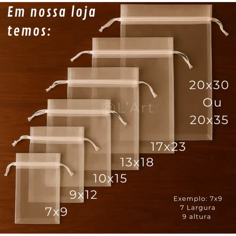 kit 10/20/50/100 Un Saco Saquinho Organza 7x9 9x12 10x15 13x18 17x23 20x30 20x35 Branco Lembrancinha  festa Casamento