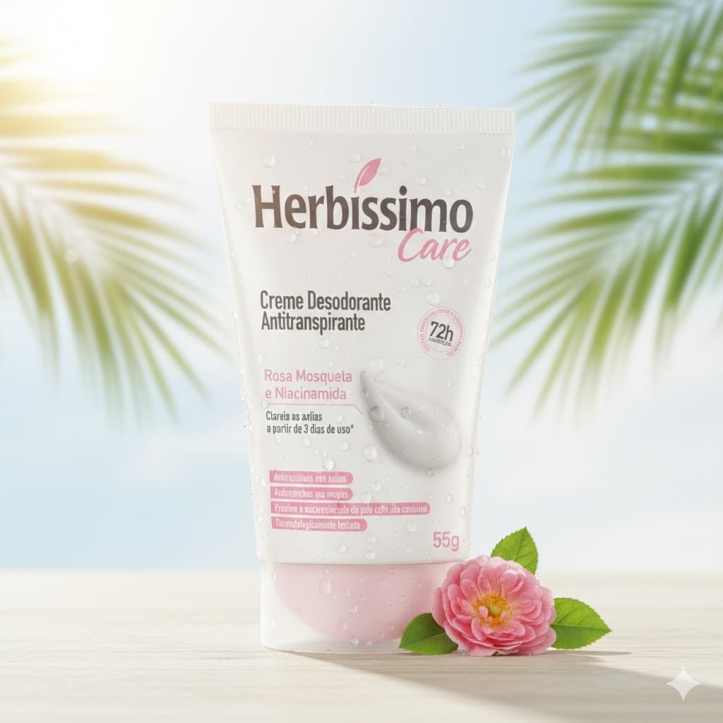 Creme Desodorante Antitranspirante Herbíssimo Care Rosa Mosqueta E Niacinamida 55g