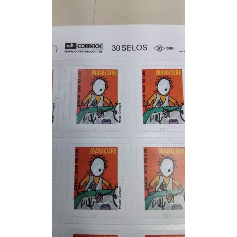 Cartela de 30 selos manicure de R$ 1,00