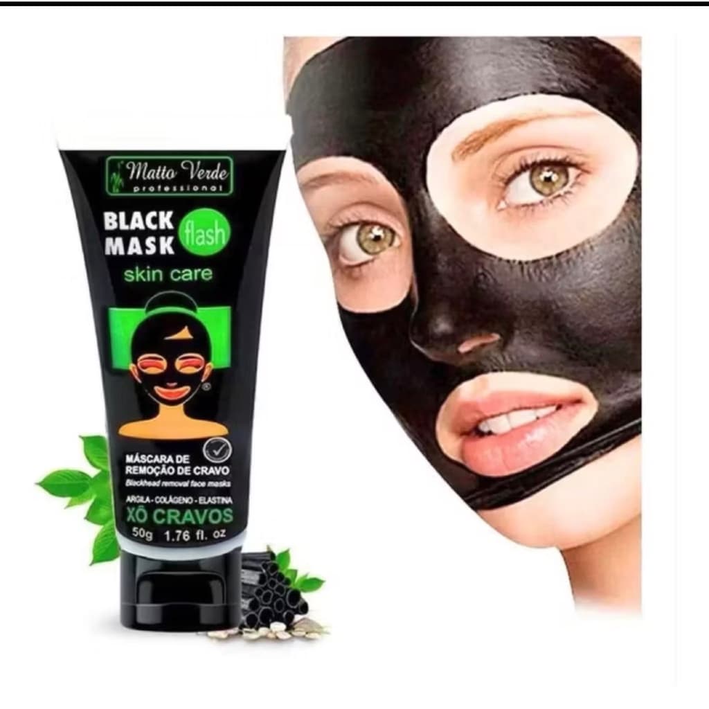 Mascara Preta Matto Verde Removedora de Cravos Skin Care Com  1, 2 e 3 Black Mask