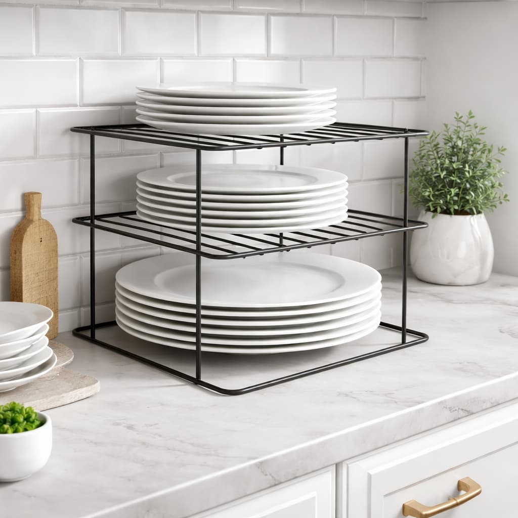 Suporte de Pratos 2 Andares Organizador de Armário